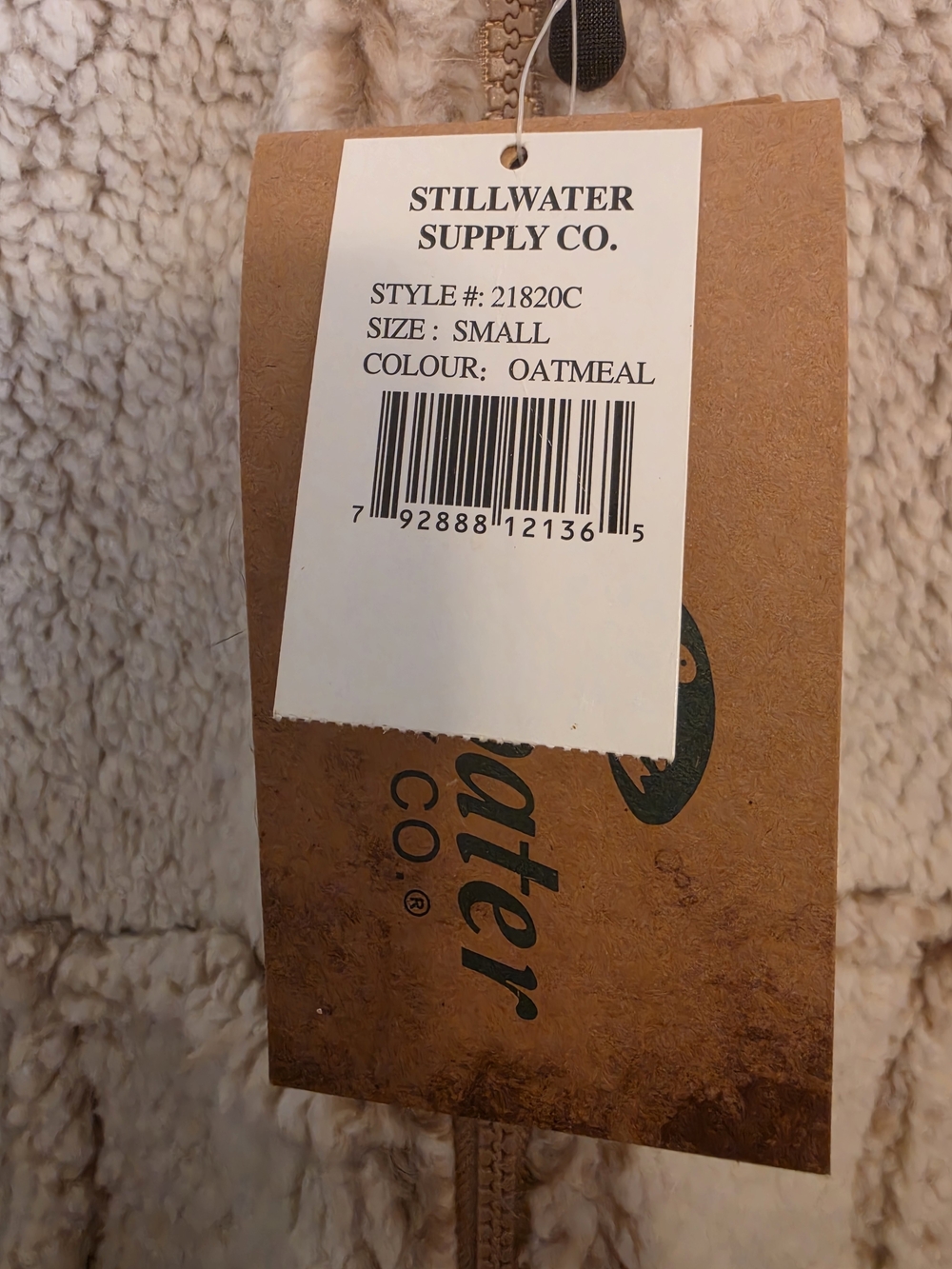 Stillwater Cozy Sherpa Fleece Zip-Up Hoodie Jacket in Oatmeal - Picture 4 of 6